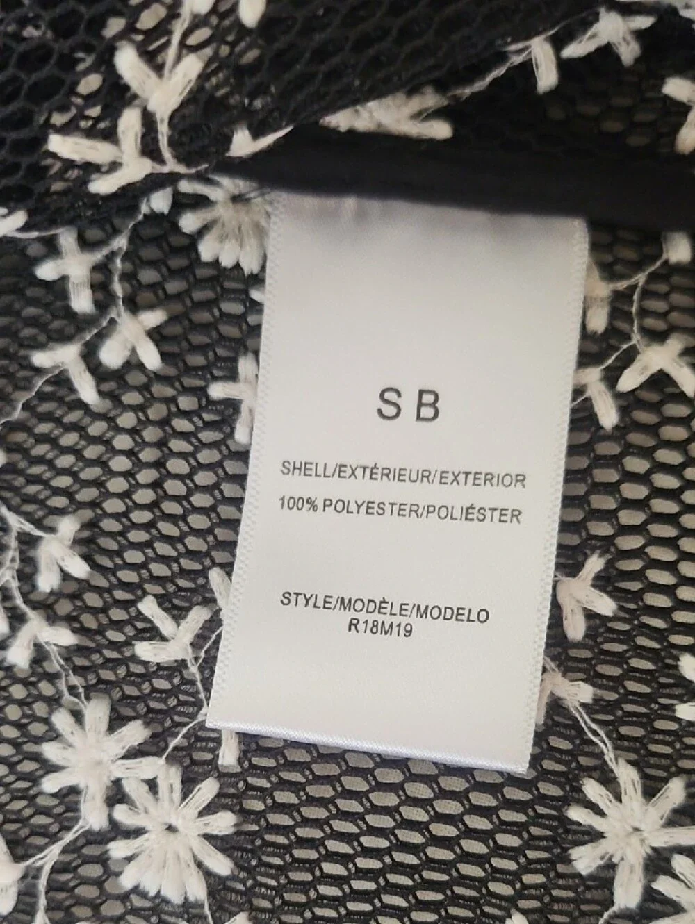SB by Sachin & Babi Black  Mesh Moto Jacket w/ White Floral Embroidery- Size XS - Picture 9 of 12